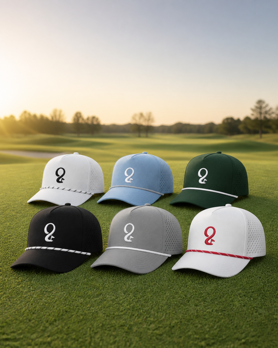 Turn 9 Hat Drop 001 colorways on a golf course